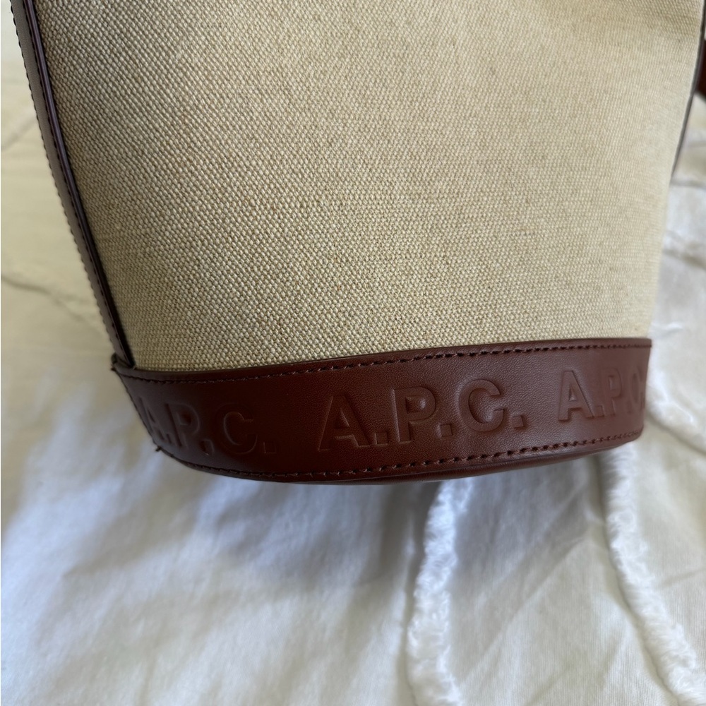 A.P.C. Beige and Dark Brown Sac Helene Noisette Bucket Bag - Picture 7 of 14